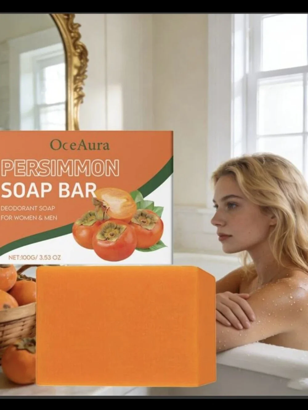 Aura Persimmon Hand Soap Bar - Bright Orange